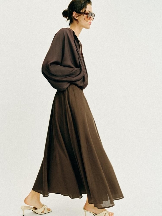 Zara Dresses & Skirts - Zara Brown LAYERED MIDI SKIRT